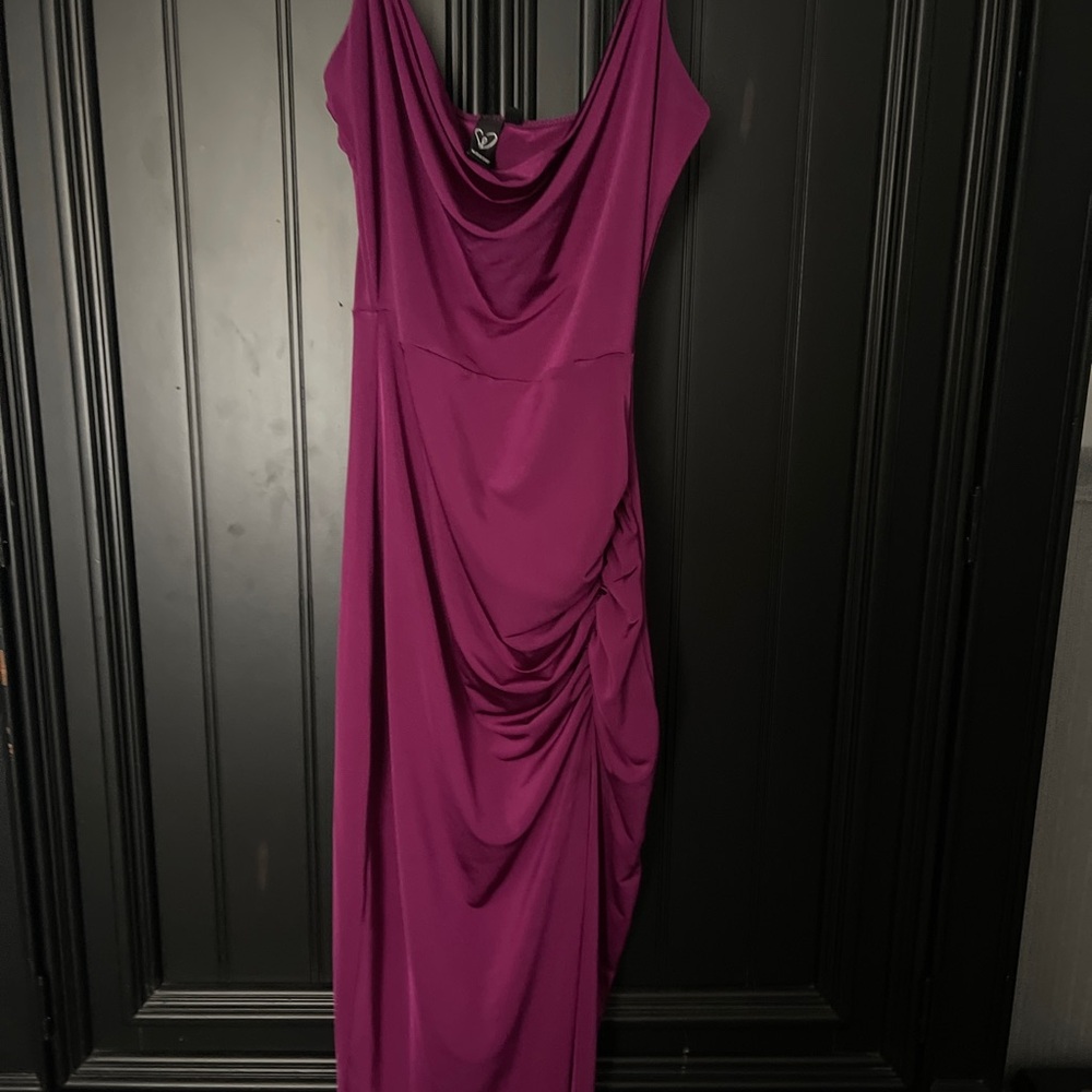 Windsor Pink Asymmetrical Ruched Gown